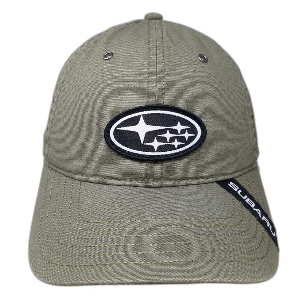 Subaru Snapback Hat Green One Size Logo Patch Brim Tag 6-Panel Cotton Adjustable